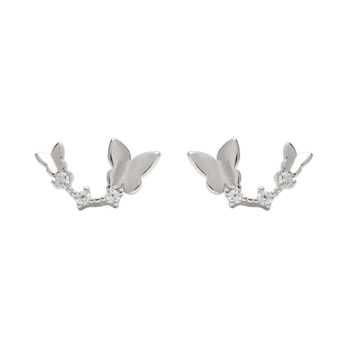 Butterfly II Studs in Silver - Corail Blanc