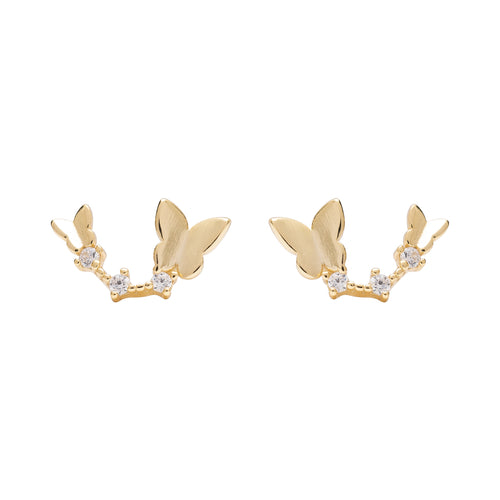 Butterfly II Studs in Gold - Corail Blanc