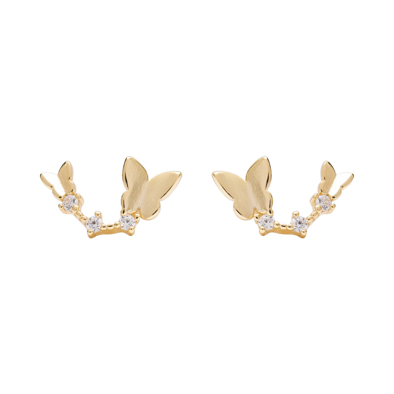 Butterfly II Studs in Gold - Corail Blanc