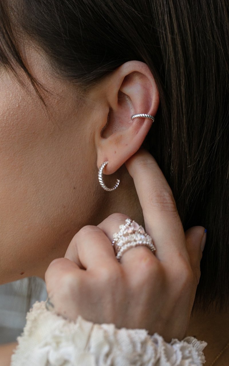 Twisted Ear-cuff in Silver - Corail Blanc