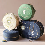 Sun & Moon Oval Jewelry Box in Navy - Corail Blanc