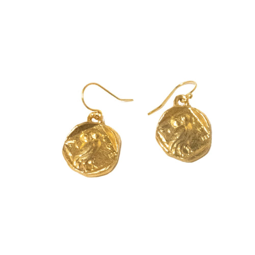 Owl Coin Earring in Gold - Corail Blanc