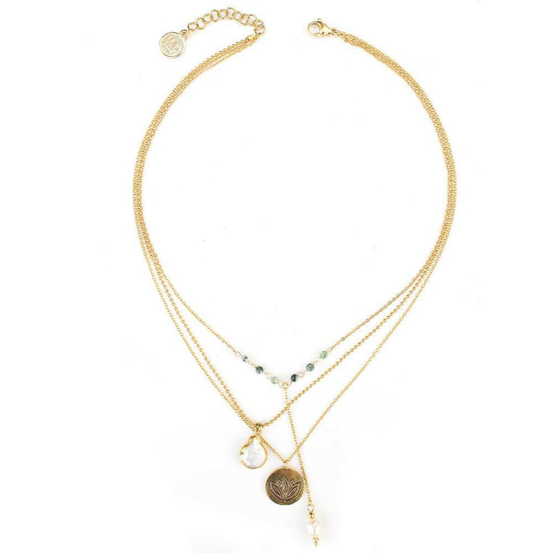 Lotus Necklace in Gold - Corail Blanc