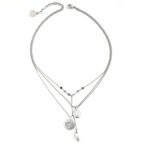 Lotus Necklace in Silver - Corail Blanc