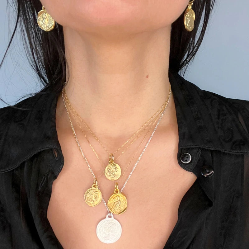 Goddess Tyche Pendant in Gold - Corail Blanc