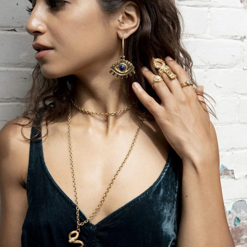 The Eye Earring in Gold - Corail Blanc