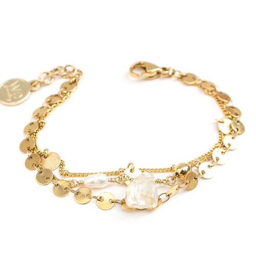 Satin Bracelet in Gold - Corail Blanc