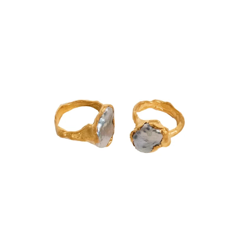 Mercury Pearl Ring in Gold - Corail Blanc